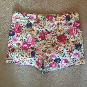High waisted floral shorts